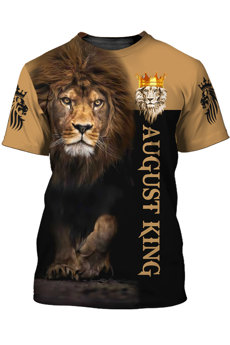 August King The Lion T Shirt Gift For August Birthday Men TO1417