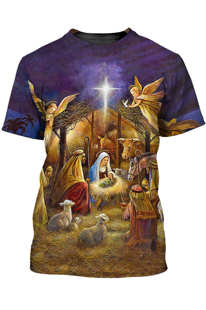 When God Was Born T Shirt 3D God Shirt For Noel Christmas TO1396