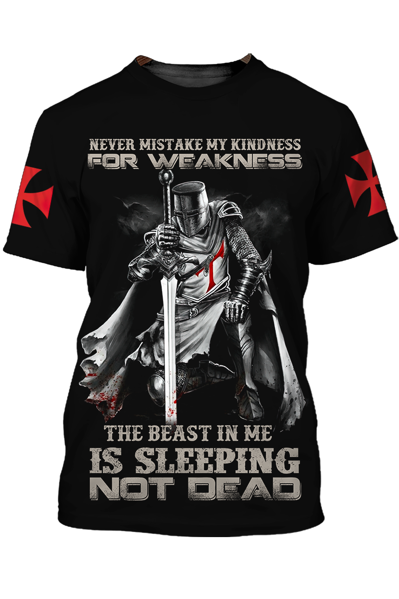 3D All Over Print Black Knights Templar Shirt The Beast In Me Is Sleeping Not Dead T Shirt TO1394