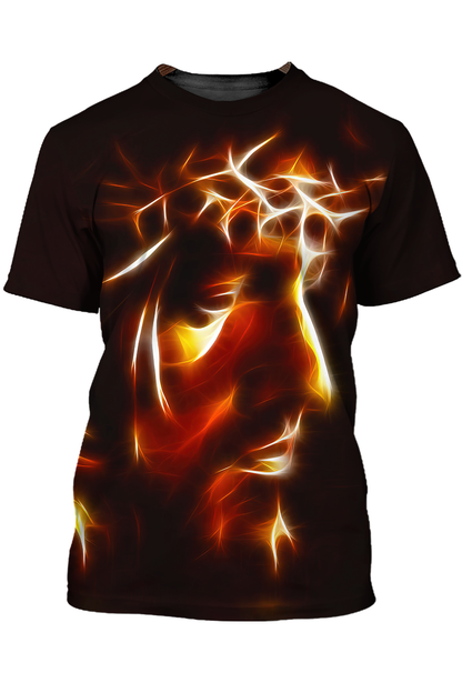 3D All Over Print Jesus Lightning T Shirt Lasfour TO1424