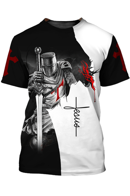 A Child Of God A Man Of Faith Knight Templar Jesus T-Shirt TO1504