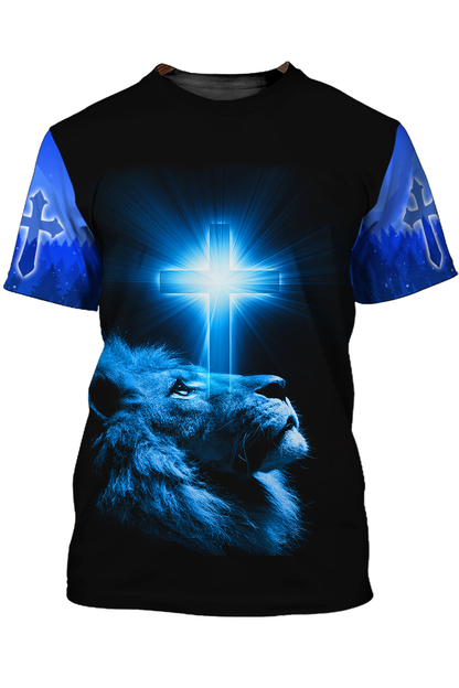 Way Maker Miracle Worker Lion And Light Cross T Shirt Lasfour TO1433