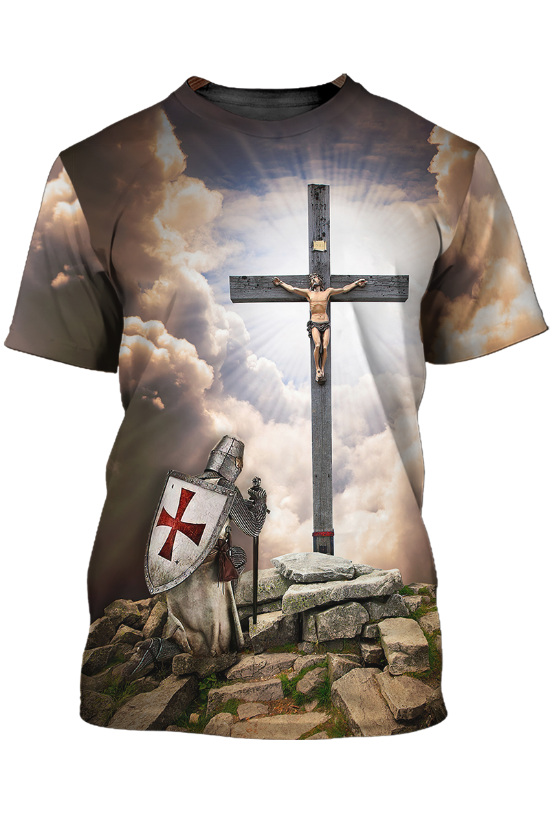Knight Templar Kneel Before Jesus T Shirt Templar Lover Shirts Men Women TO1393
