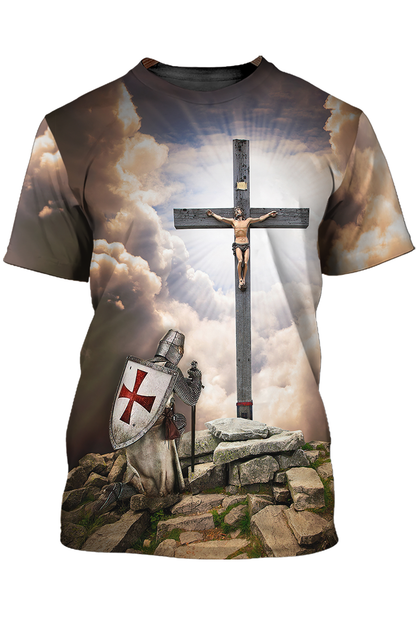 Knight Templar Kneel Before Jesus T Shirt Templar Lover Shirts Men Women TO1393