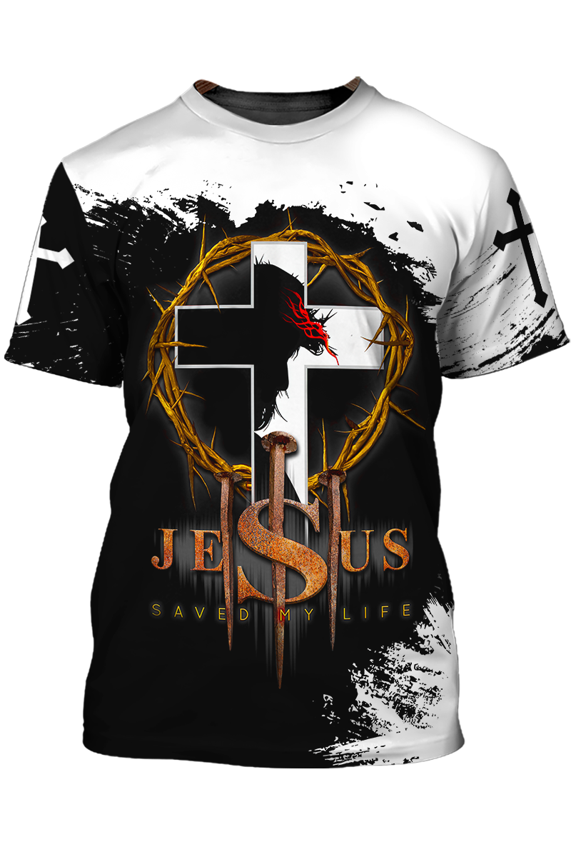 White And Black Color Christian Jesus T Shirt Jesus Christ Saved My Life Shirts Lasfour TO1377