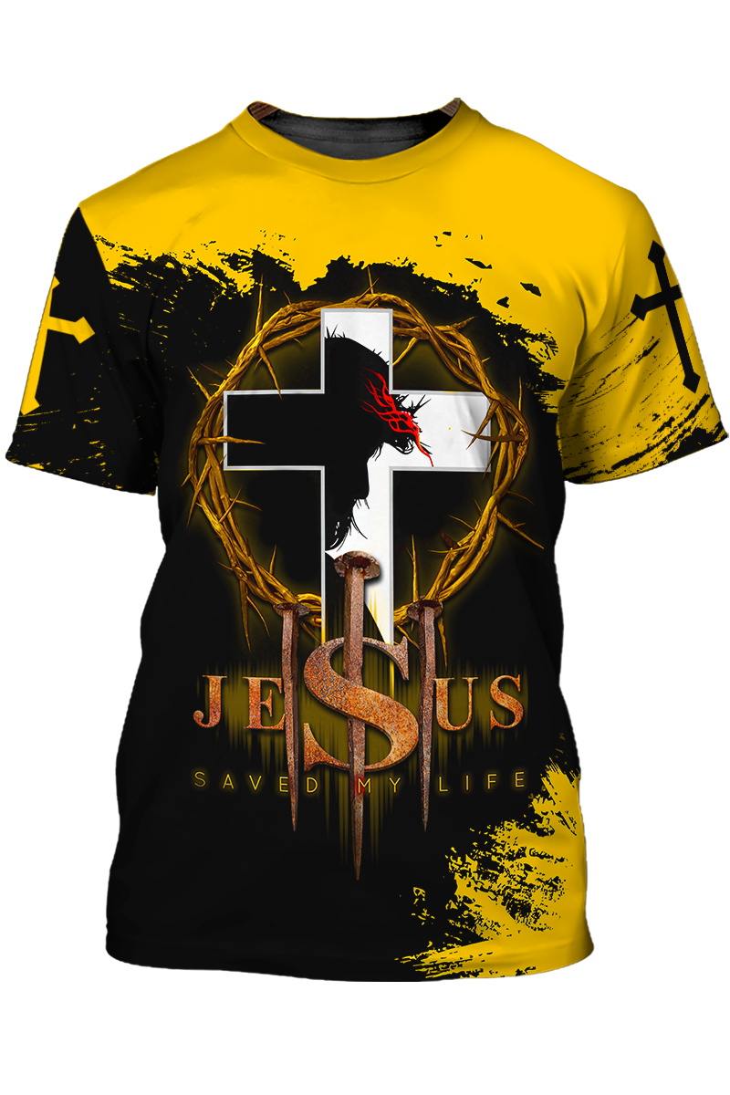 Jesus Christ Saved My Life Shirt Men Women Yellow And Black Color T Shirt Lasfour TO1382