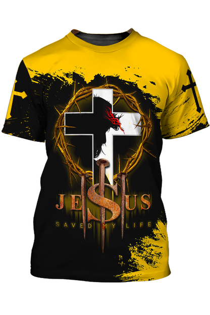 Jesus Christ Saved My Life Shirt Men Women Yellow And Black Color T Shirt Lasfour TO1382