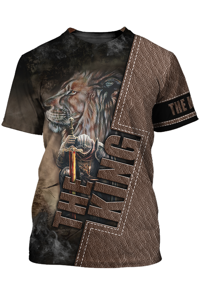 Lion And Knight Templar Warrior T Shirt The King Shirt Men Women TO1480