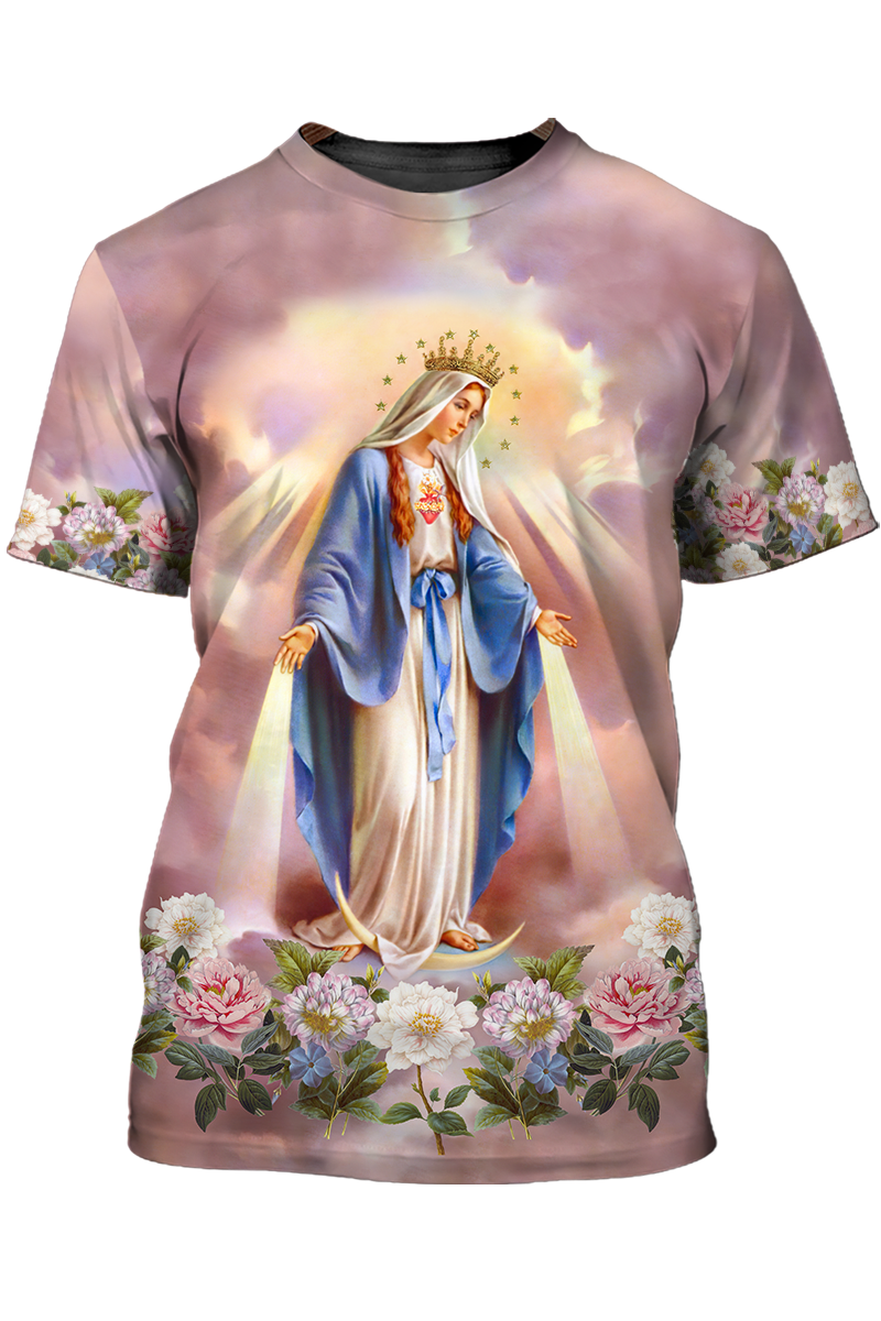 3D Full Printed Virgin Mary Of Grace T Shirt Lasfour TO1378