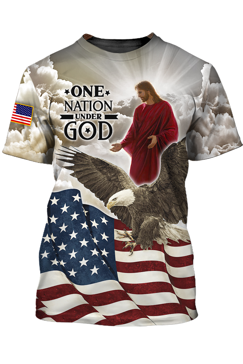 One Nation Under God Shirt Eagle America Flag T Shirt Gift For Independence Day TO1432