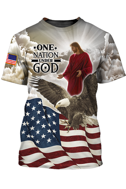 One Nation Under God Shirt Eagle America Flag T Shirt Gift For Independence Day TO1432