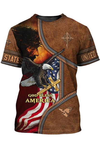 God Bless America Eagle America Flag T Shirt God Bless Shirts TO1434