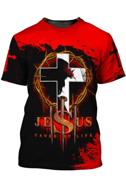 Jesus Christ Saved My Life Black And Red Shirts TO1421