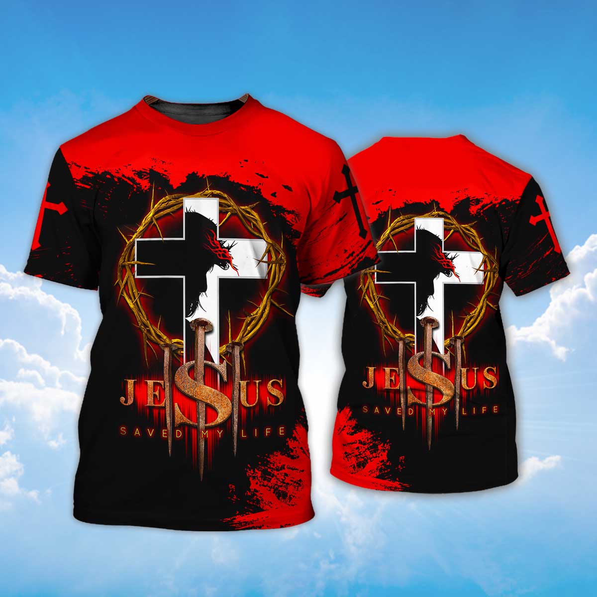 Jesus Christ Saved My Life Black And Red Shirts TO1421