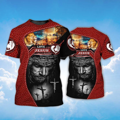 3D All Over Print Love Jesus Tee Shirt Men Women Red Leather Pattern TO1425