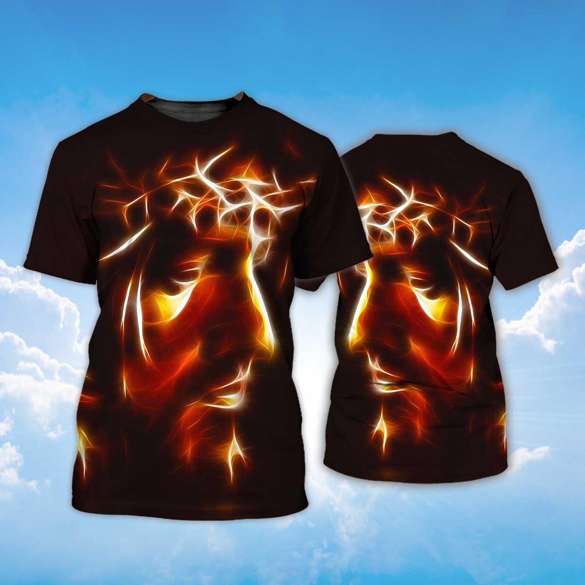 3D All Over Print Jesus Lightning T Shirt Lasfour TO1424