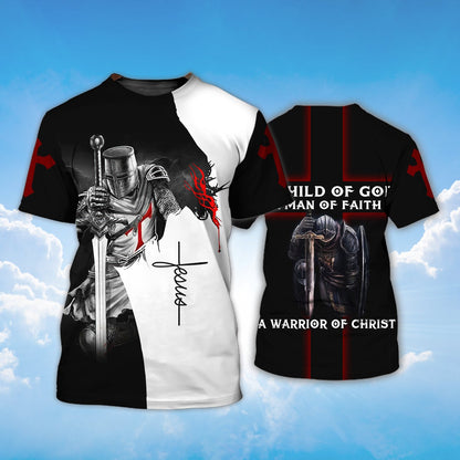 A Child Of God A Man Of Faith Knight Templar Jesus T-Shirt TO1504