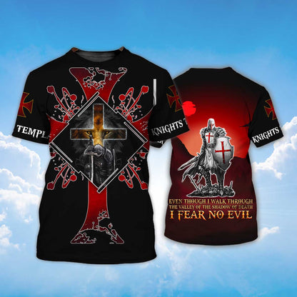 Knights Templar Tee Shirts I Fear No Evil 3D All Over Print Shirt TO1478