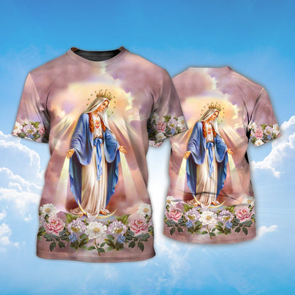 3D Full Printed Virgin Mary Of Grace T Shirt Lasfour TO1378