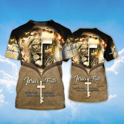 Jesus Is The Key To Heaven T Shirt Jesus And Lion Shirt For Men Women TO1429