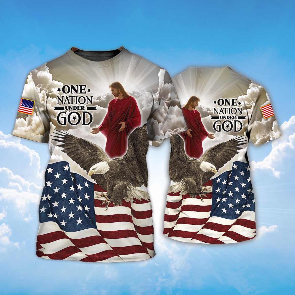 One Nation Under God Shirt Eagle America Flag T Shirt Gift For Independence Day TO1432