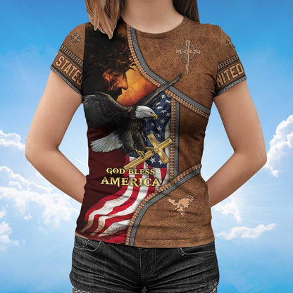 God Bless America Eagle America Flag T Shirt God Bless Shirts TO1434