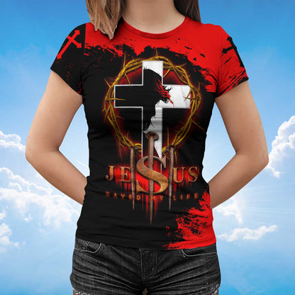 Jesus Christ Saved My Life Black And Red Shirts TO1421