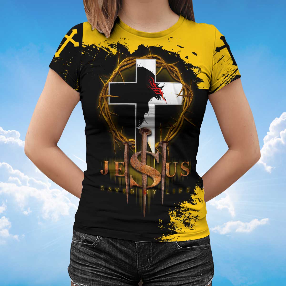 Jesus Christ Saved My Life Shirt Men Women Yellow And Black Color T Shirt Lasfour TO1382