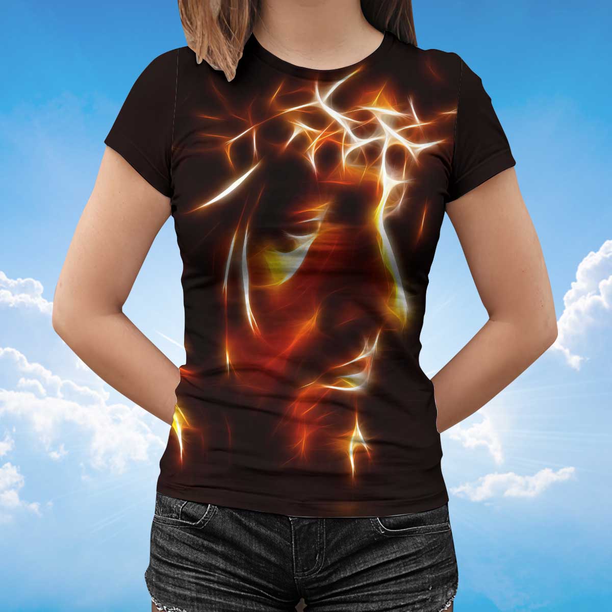 3D All Over Print Jesus Lightning T Shirt Lasfour TO1424