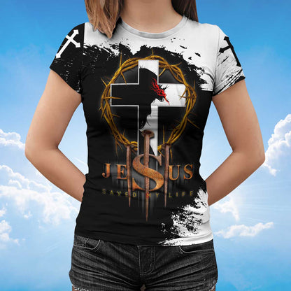 White And Black Color Christian Jesus T Shirt Jesus Christ Saved My Life Shirts Lasfour TO1377