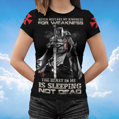 3D All Over Print Black Knights Templar Shirt The Beast In Me Is Sleeping Not Dead T Shirt TO1394