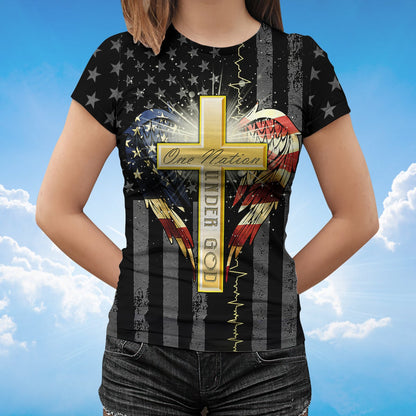 One Nation Under God Wing And American Flag T Shirt Patriotic Usa Shirt TO1395