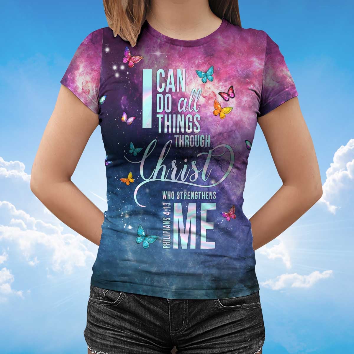 3D Women Jesus Shirts I Can Do All Things Through Christ Who Strengthens Me T Shirt TO1380