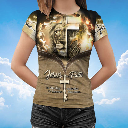 Jesus Is The Key To Heaven T Shirt Jesus And Lion Shirt For Men Women TO1429
