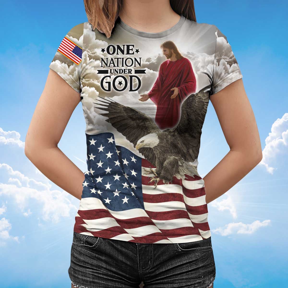 One Nation Under God Shirt Eagle America Flag T Shirt Gift For Independence Day TO1432