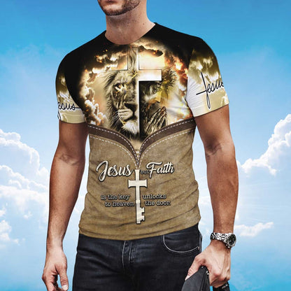 Jesus Is The Key To Heaven T Shirt Jesus And Lion Shirt For Men Women TO1429