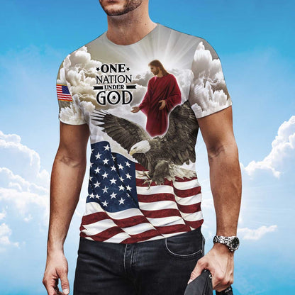 One Nation Under God Shirt Eagle America Flag T Shirt Gift For Independence Day TO1432