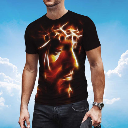 3D All Over Print Jesus Lightning T Shirt Lasfour TO1424