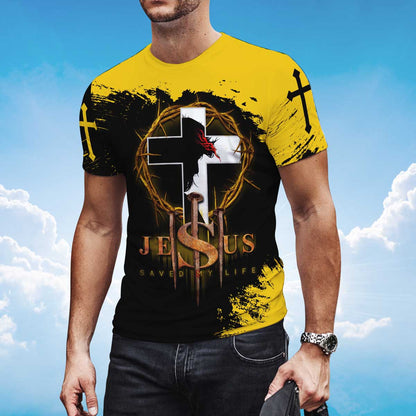 Jesus Christ Saved My Life Shirt Men Women Yellow And Black Color T Shirt Lasfour TO1382