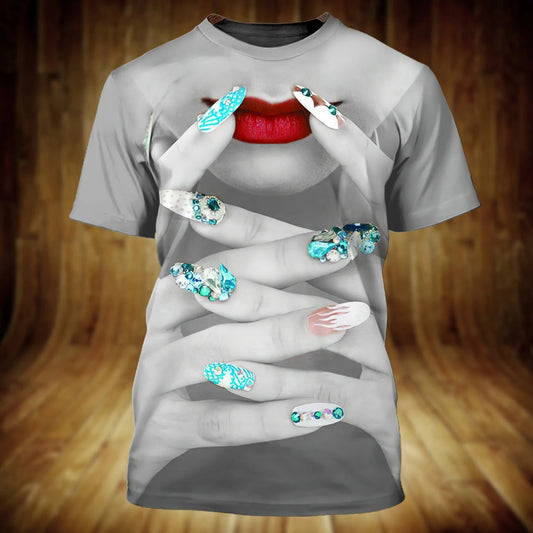 3D All Over Printed Nail Shirt For Girl, Women Nails T Shirt, Nail Tad Technician Tshirt, Nail Tech Gifts TO0977