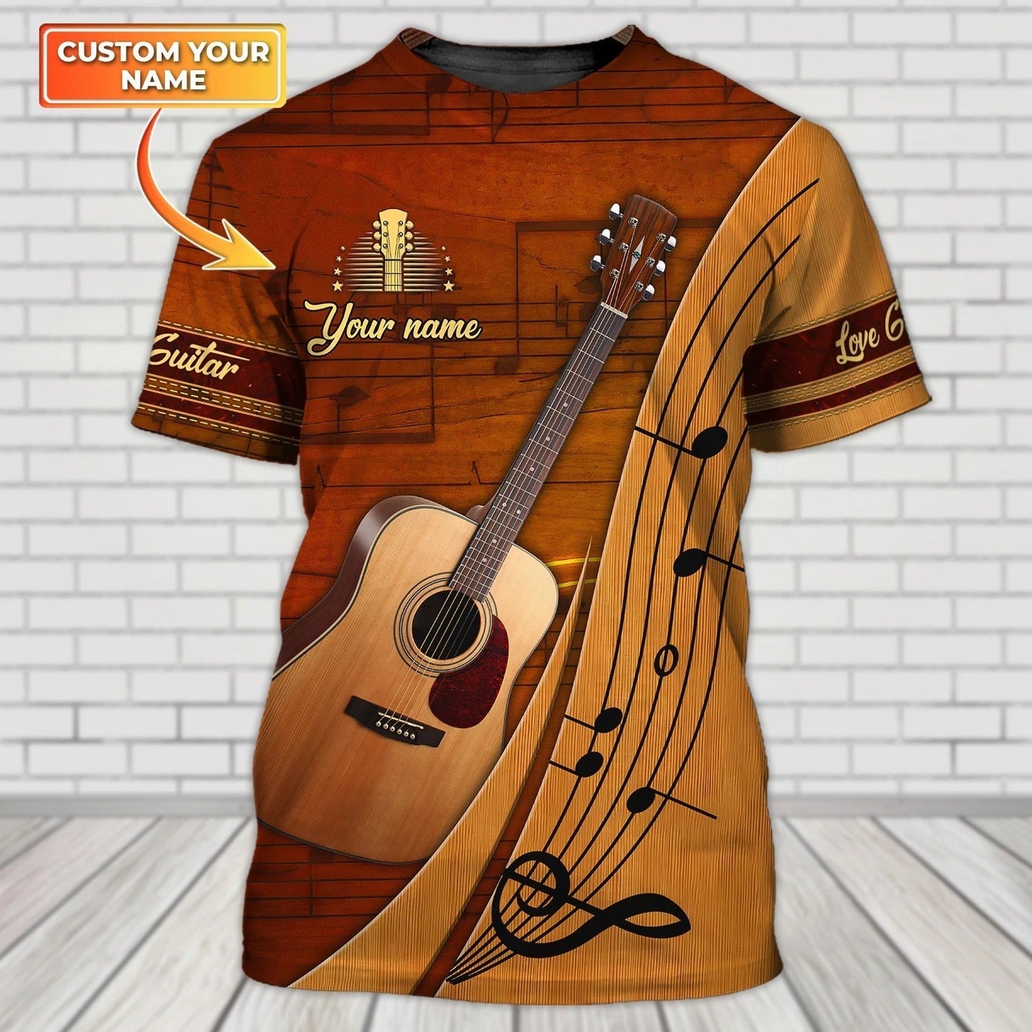 Custom 3D Full Printed Guitar Tshirt, 3D Shirt For Guitar Men, Gift To Guitarist Friends, Guitar Shirt TO0709