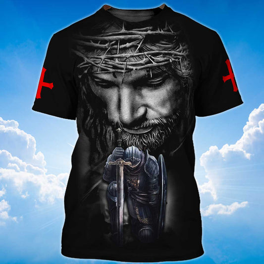 Faith Over Fear Black Tshirt Knight Jesus Tshirt Men Women TO1501