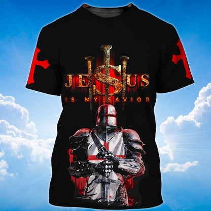 Knights Templar Tshirt Jesus My Savior Red Light 3D All Over Print Shirt TO1470
