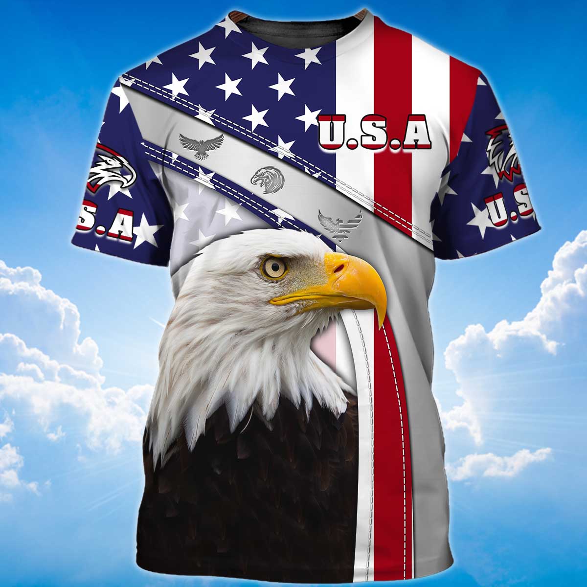 Eagle American Flag Pattern T Shirt Eagle Lover Patriotic 3D Shirt TO1410