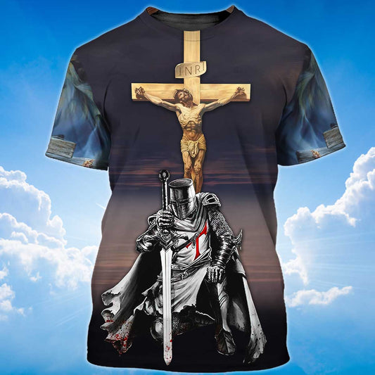 3D All Over Printed Knight Templar Shirt I Believe In God Tshirt Templar Shirts TO1471