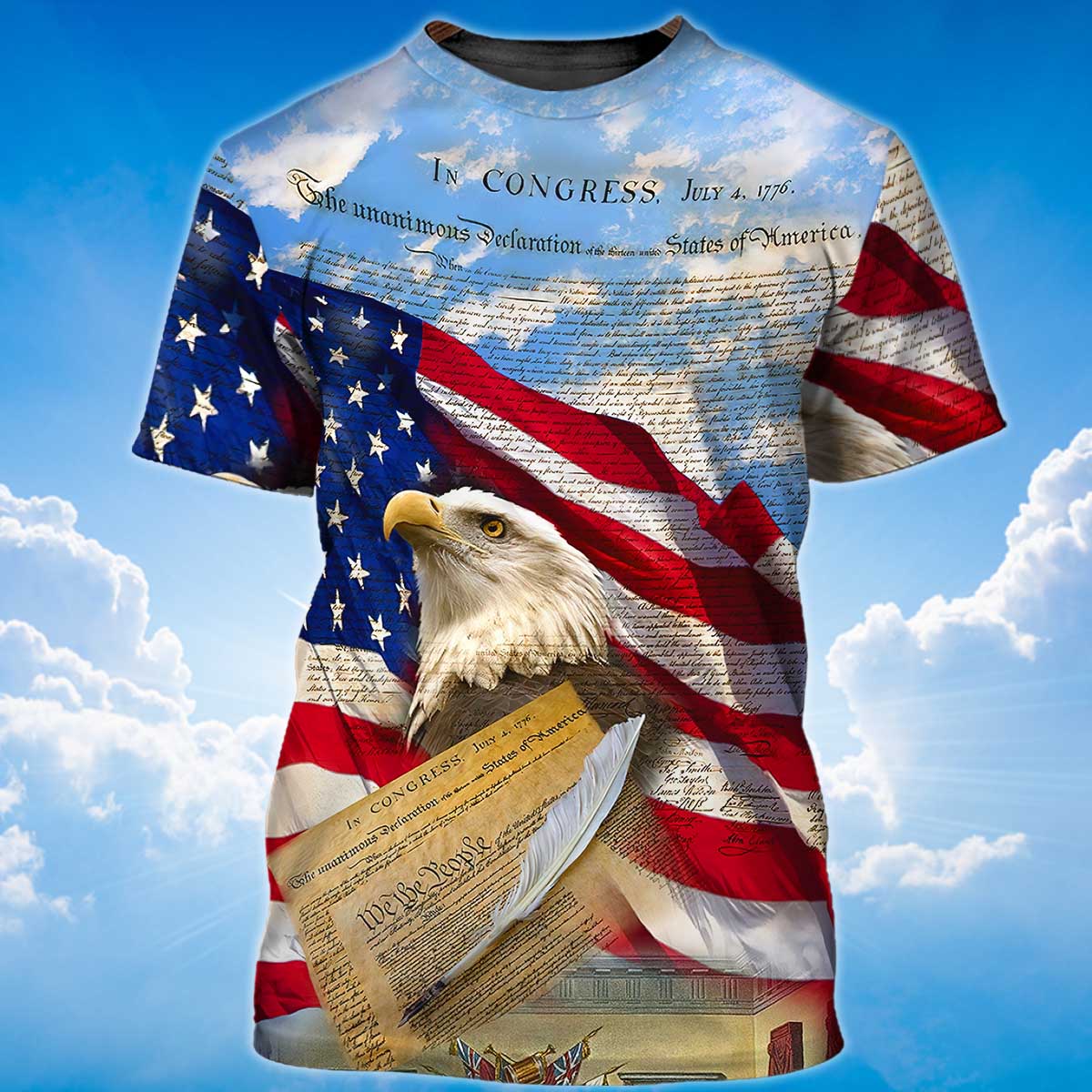 3D Sublimation Eagle American On T Shirt Eagle Lover Patriotic Independence Day Shirt TO1414