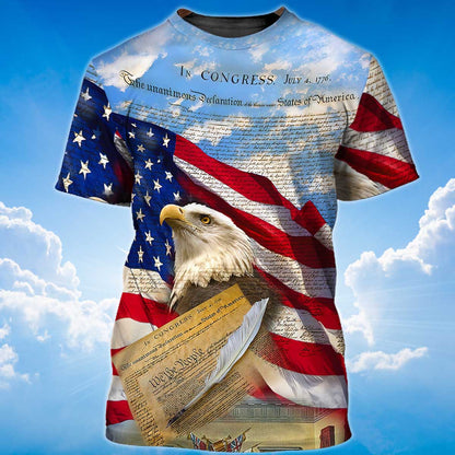 3D Sublimation Eagle American On T Shirt Eagle Lover Patriotic Independence Day Shirt TO1414