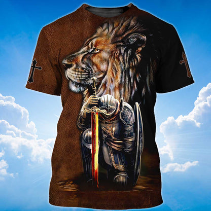 Knight Templar T Shirt God Jesus And Lion Shirt Lasfour TO1482