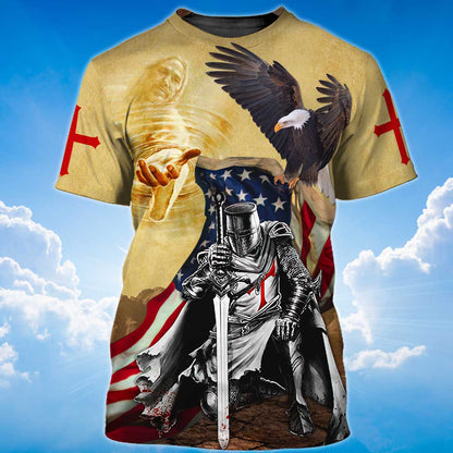 Religious Tshirt Knight Templar Tshirt American Flag Eagle Shirts TO1475