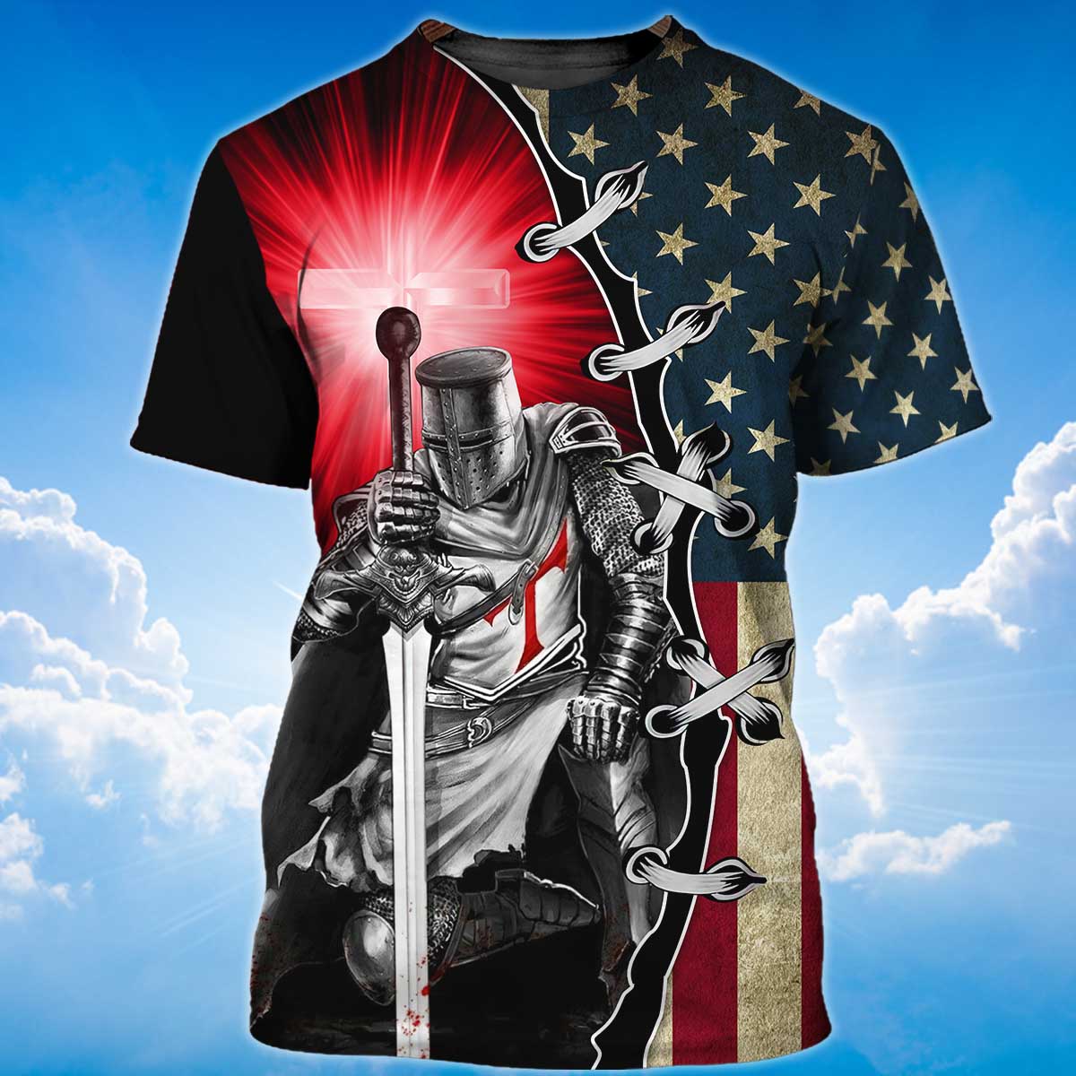 Knight Templar T Shirt Religious Sublimation On Shirt Lasfour TO1474